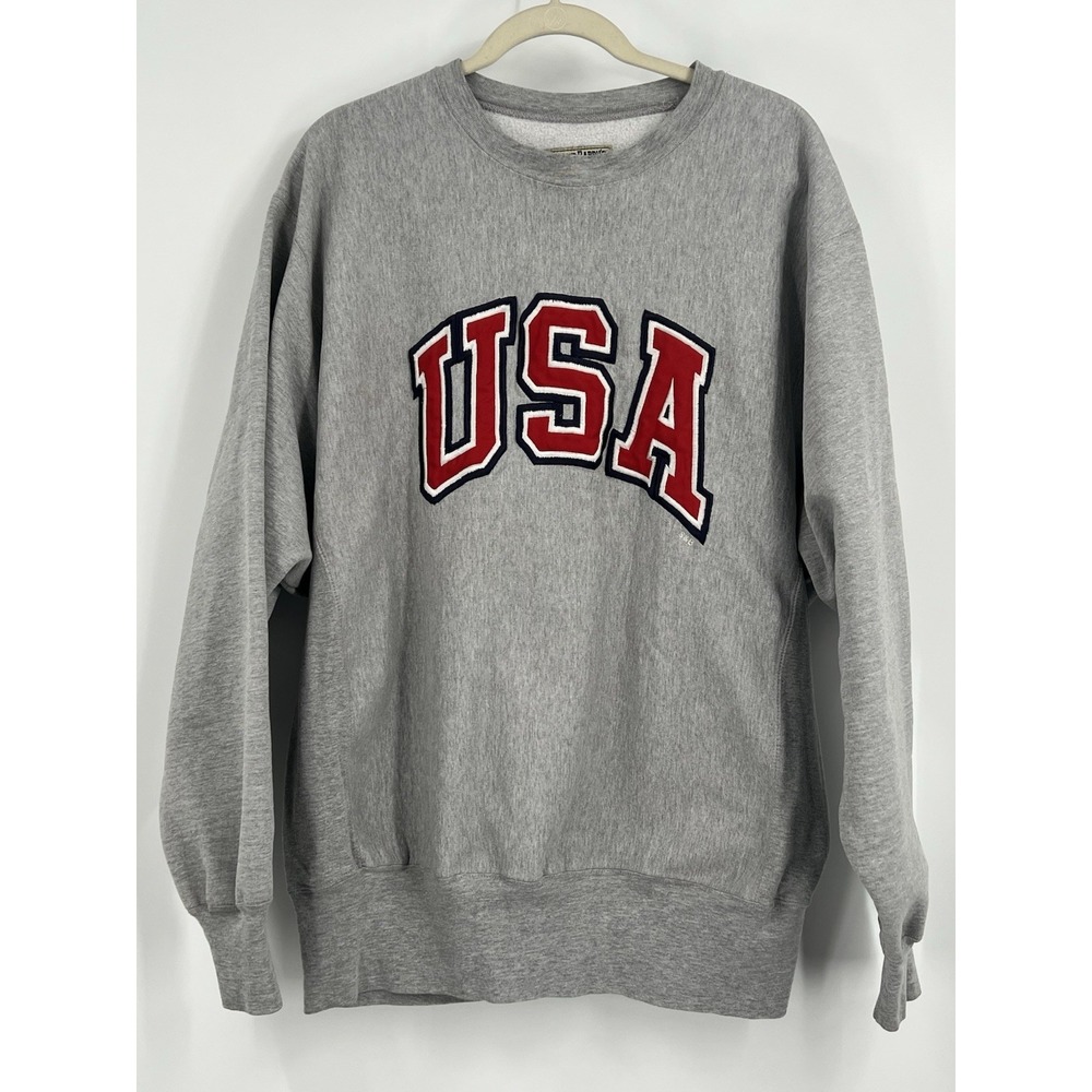 Steve and Barry's Vintage USA Sweatshirt Men' XL Grey Reverse Weave Preppy Frat